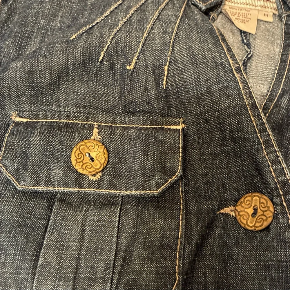 AMI Women's M Denim Jacket Nehru Peplum Waist - Picture 5 of 12